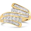 Haus Of Brilliance 10k Yellow Gold 1 Cttw Round And Baguette-cut Diamond Multi Row Bypass Ring Band In Gold