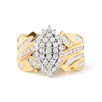 Haus Of Brilliance 10k Yellow Gold 1 Cttw Diamond Pear Shaped Cluster Cluster Cocktail Ring