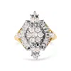 Haus Of Brilliance 10k Yellow Gold 1 Cttw Round And Baguette Cut Diamond Cluster And Rhombus Halo Ring In Yellow