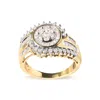 Haus Of Brilliance 10k Yellow Gold 1 Cttw Round And Baguette Cut Diamond Cluster Swirl Band Ring In Yellow