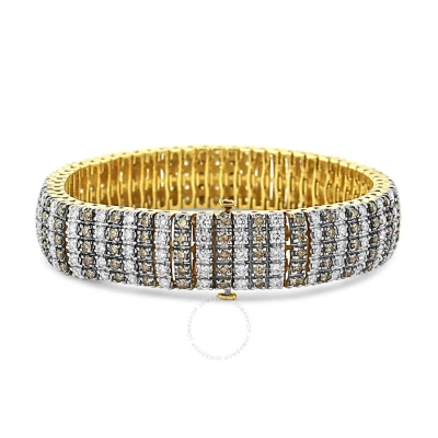 Haus Of Brilliance 10k Yellow Gold 10 1/3 Cttw Alternating Coco Color And White Diamond 5 Row Tennis Bracelet (brown/h-