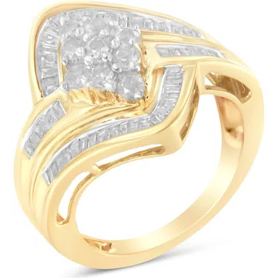 Haus Of Brilliance 10k Yellow Gold 1.0 Cttw Diamond Bypass Cluster Ring
