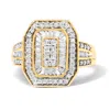 Haus Of Brilliance 10k Yellow Gold 1.0 Cttw Diamond Vintage Inspired Baguette-cut Double Halo Emerald-shaped Frame Cock In Yellow