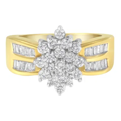 Haus Of Brilliance 10k Yellow Gold 1.0 Cttw Marquise Composite Diamond Cluster Cocktail Ring In Brown