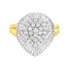 Haus Of Brilliance 10k Yellow Gold 1.0 Cttw Round And Baguette Cut Diamond Oval Shaped Cluster Ring In Yellow