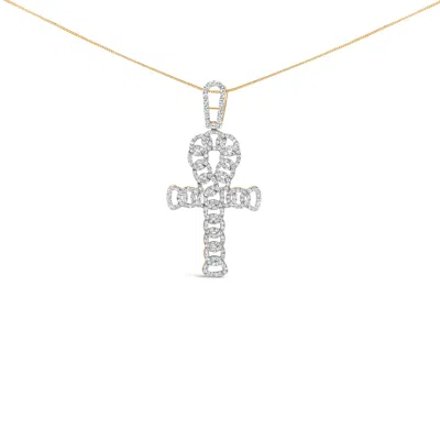 Haus Of Brilliance 10k Yellow Gold 1.00 Cttw Ankh Cross Pendant -18" Inches