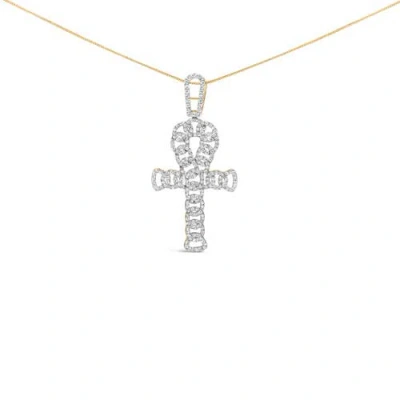 Haus Of Brilliance 10k Yellow Gold 1.00 Cttw Ankh Cross Pendant In Metallic