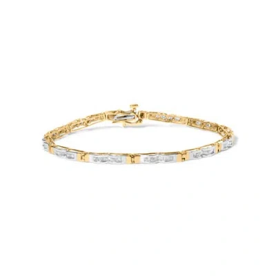 Haus Of Brilliance 10k Yellow Gold 1.00 Cttw Baguette-cut Channel Diamond Link Bracelet