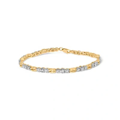 Haus Of Brilliance 10k Yellow Gold 1.00 Cttw Diamond 3 Stone Link Bracelet (i-j Color In Multi