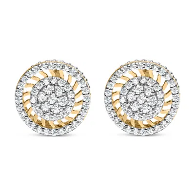 Haus Of Brilliance 10k Yellow Gold 1.00 Cttw Diamond Halo Radiant Sunburst Stud Earrings
