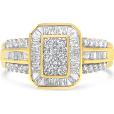 Haus Of Brilliance 10k Yellow Gold 1.0cttw Round And Baguette Diamond Cocktail Ring In Metallic