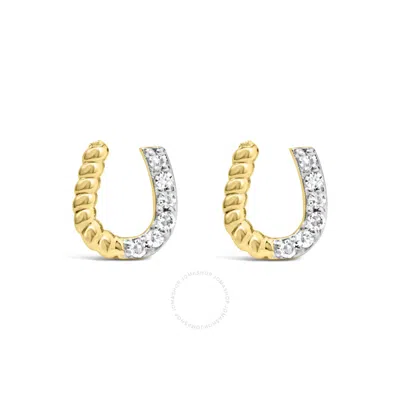 HAUS OF BRILLIANCE HAUS OF BRILLIANCE 10K YELLOW GOLD 1/10 CTTW BRAIDED HORSESHOE STUD EARRINGS (H-I COLOR