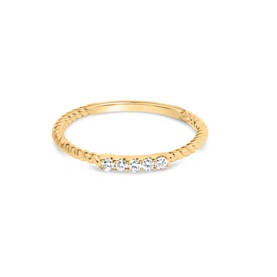 Haus Of Brilliance 10k Yellow Gold 1/10 Cttw Diamond 5 Stone Braided Shank Band Ring
