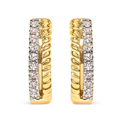 Haus Of Brilliance 10k Yellow Gold 1/10 Cttw Diamond And Rope Twist Huggy Hoop Earrings