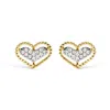 Haus Of Brilliance 10k Yellow Gold 1/10 Cttw Diamond Heart And Beaded Halo Stud Earrings In Yellow