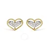 Haus Of Brilliance 10k Yellow Gold 1/10 Cttw Diamond Heart And Beaded Halo Stud Earrings In Yellow