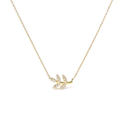 Haus Of Brilliance 10k Yellow Gold 1/10 Cttw Diamond Leaf And Branch 18" Pendant Necklace
