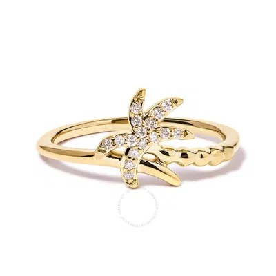 Haus Of Brilliance 10k Yellow Gold 1/10 Cttw Diamond Palm Tree Statement Ring (h-i Color