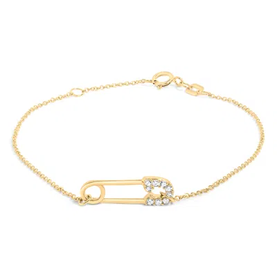 Haus Of Brilliance 10k Yellow Gold 1/10 Cttw Diamond Paperclip Charm Adjustable Link Bracelet