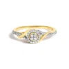 Haus Of Brilliance 10k Yellow Gold 1/10 Cttw Diamond Swirl And Halo Promise Ring In Gold