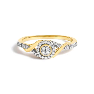 Haus Of Brilliance 10k Yellow Gold 1/10 Cttw Diamond Swirl And Halo Promise Ring