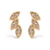 Haus Of Brilliance 10k Yellow Gold 1/10 Cttw Diamond Triple Leaf Stud Earring In Yellow
