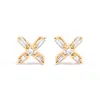 Haus Of Brilliance 10k Yellow Gold 1/10 Cttw Round And Baguette Diamond Criss Cross X Stud Earring In Yellow