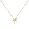 Haus Of Brilliance 10k Yellow Gold 1/10 Cttw Round Diamond Palm Tree 18" Inch Pendant Necklace In Yellow