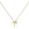 Haus Of Brilliance 10k Yellow Gold 1/10 Cttw Round Diamond Palm Tree Inch Pendant Necklace In Yellow