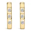 Haus Of Brilliance 10k Yellow Gold 1/10 Cttw Three Stone Lab Grown Diamond Oval Huggies Hoop Earring In Gold