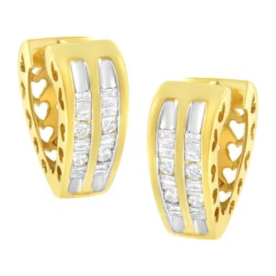 Haus Of Brilliance 10k Yellow Gold 1/2 Cttw Diamond Huggy Heart Hoop Earrings