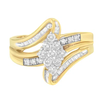 Haus Of Brilliance 10k Yellow Gold 1/2 Cttw Diamond Cluster Cocktail Ring