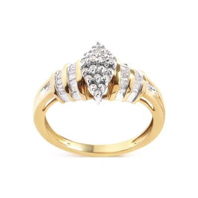Haus Of Brilliance 10k Yellow Gold 1/2 Cttw Diamond Pear Shaped Head And Multi Row Channel Set Shank Ring