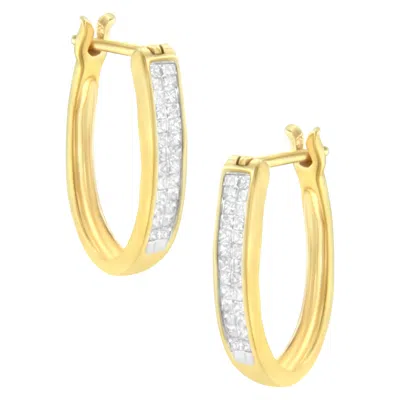Haus Of Brilliance 10k Yellow Gold 1/2 Cttw Invisible Set Princess-cut Diamond Hoop Earrings