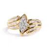 Haus Of Brilliance 10k Yellow Gold 1/2 Cttw Round And Baguette-cut Diamond Cluster Head And Channel Set Shank Ring In Yellow
