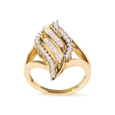 Haus Of Brilliance 10k Yellow Gold 1/2 Cttw Round And Baguette Cut Diamond Cocktail Ring