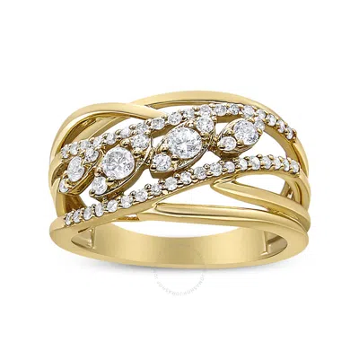 Haus Of Brilliance 10k Yellow Gold 1/2 Cttw Round-cut Multi Row Diamond Split Shank Cocktail Ring