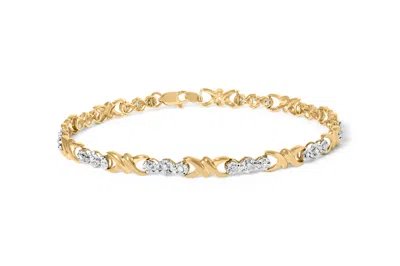 Haus Of Brilliance 10k Yellow Gold 1/3 Cttw Diamond 3 Stone And X-link Bracelet