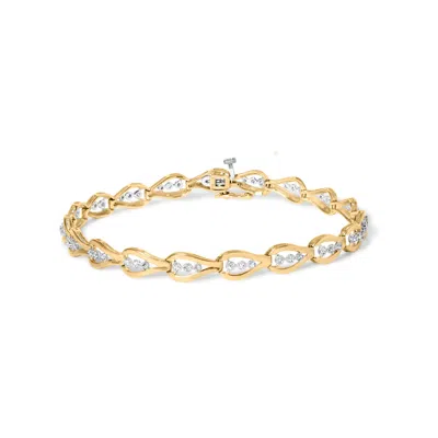 Haus Of Brilliance 10k Yellow Gold 1/3 Cttw Diamond 3 Stone Teardrop Design Link Bracelet