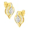 Haus Of Brilliance 10k Yellow Gold 1/3 Cttw Round-cut Diamond Cluster And Swirl Stud Earrings In Yellow