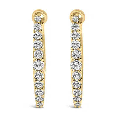 Haus Of Brilliance 10k Yellow Gold 1/4 Cttw Lab Grown Diamond Heart Shaped Huggy Hoop Earrings