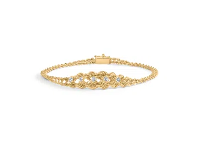 Haus Of Brilliance 10k Yellow Gold 1/4 Cttw Round-cut Diamond Basket Weave Rope Chain Style 7" Bracelet