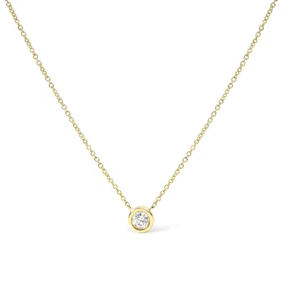 Haus Of Brilliance 10k Yellow Gold 1/5 Carat Round Brilliant-cut Diamond Modern Bezel-set Solitaire 16"-18" Pendant Nec