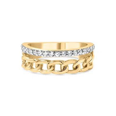 Haus Of Brilliance 10k Yellow Gold 1/5 Cttw Diamond Cuban Link Ring Band
