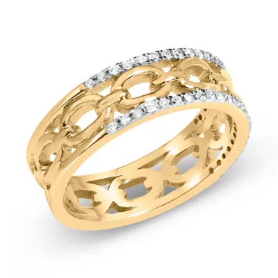 Haus Of Brilliance 10k Yellow Gold 1/5 Cttw Diamond Two Row Cuban Link Ring
