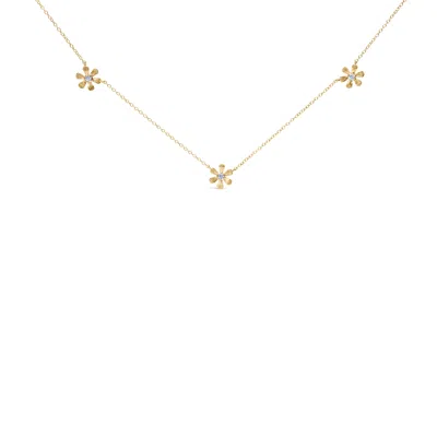 Haus Of Brilliance 10k Yellow Gold 1/8 Cttw Diamond Floral Station Chain Necklace