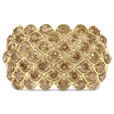 Haus Of Brilliance 10k Yellow Gold 2.0 Cttw Brown Diamond Teardrop Design Cocktail Ring In Pattern