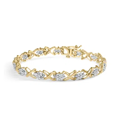 Haus Of Brilliance 10k Yellow Gold 2.00 Cttw Diamond Cluster And Alternating "x" Link Bracelet