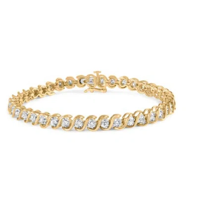 Haus Of Brilliance 10k Yellow Gold 3 Cttw Round-cut Diamond Spiral Link 7.50" Bracelet