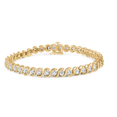 Haus Of Brilliance 10k Yellow Gold 3 Cttw Round-cut Diamond Spiral Link 7.50" Bracelet